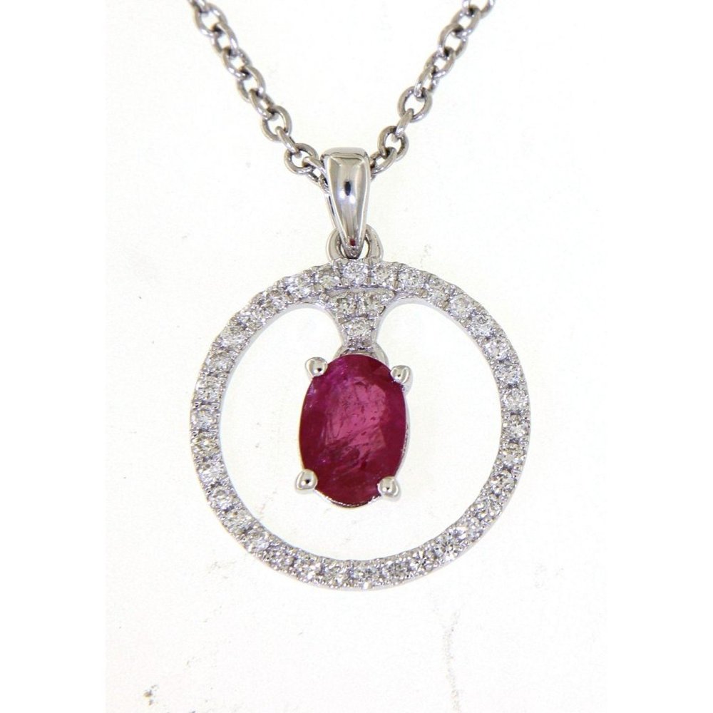 Real Diamond Ruby Round Pendant Oval Gemstone